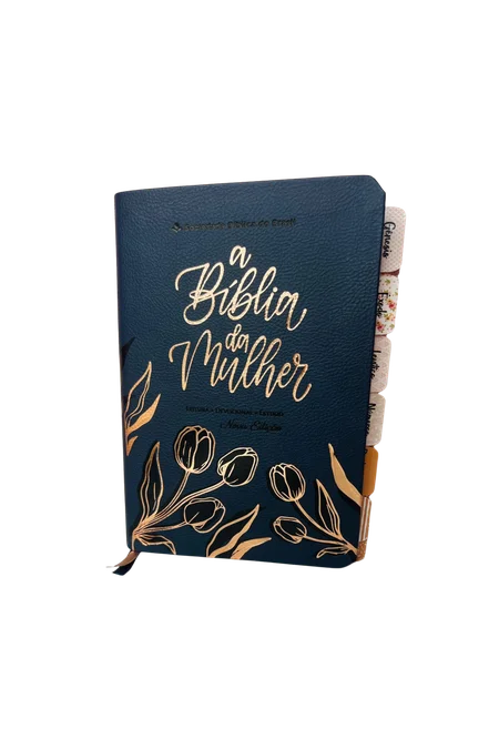 Bíblia da Mulher Nova Edição ARC Capa Luxo Azul Aston Tamanho Portátil Com Abas