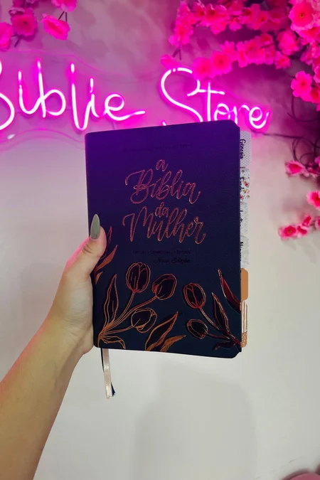 Bíblia da Mulher Nova Edição ARC Capa Luxo Azul Aston Tamanho Portátil Com Abas